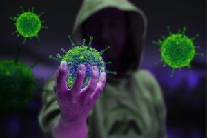 Coronavirus being held in a persons hand