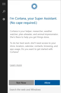 Cortana in Windows 10
