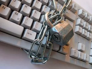 Locked chains around keyboard