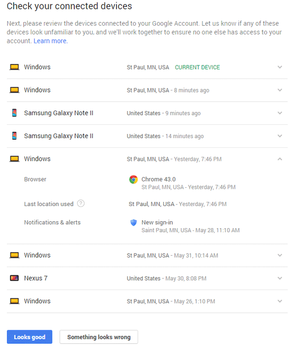 Check your connected devices